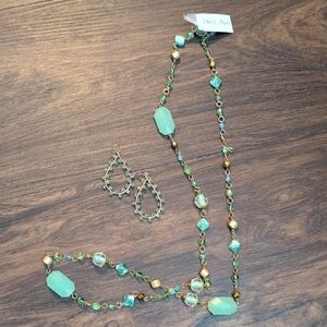 Green and Gold Necklace Set